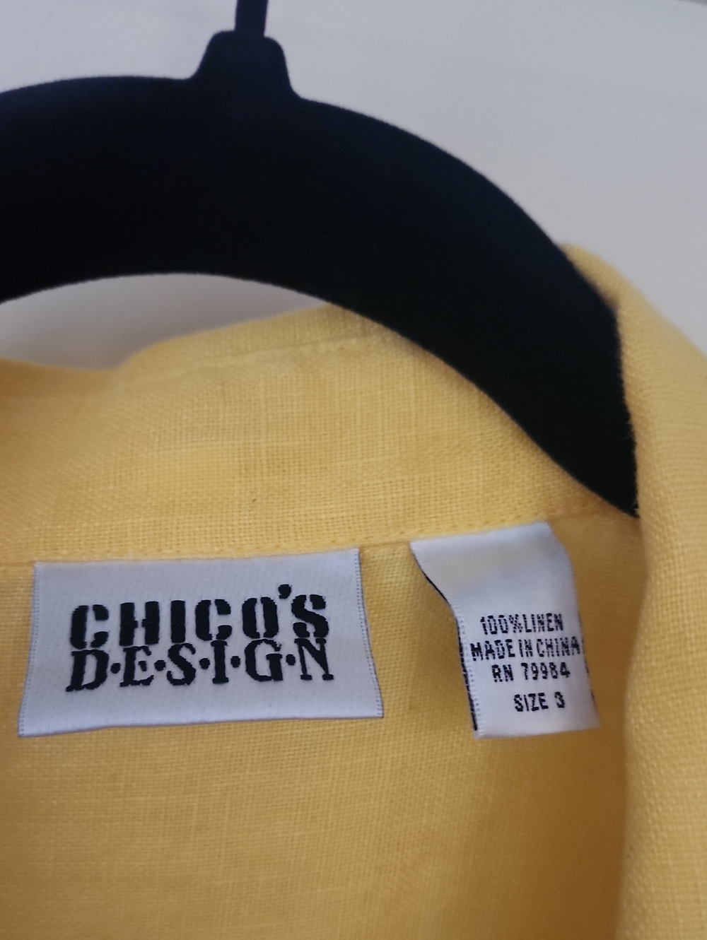 New Condition .Chico's Yellow Linen Shirt - Picture 5 of 8